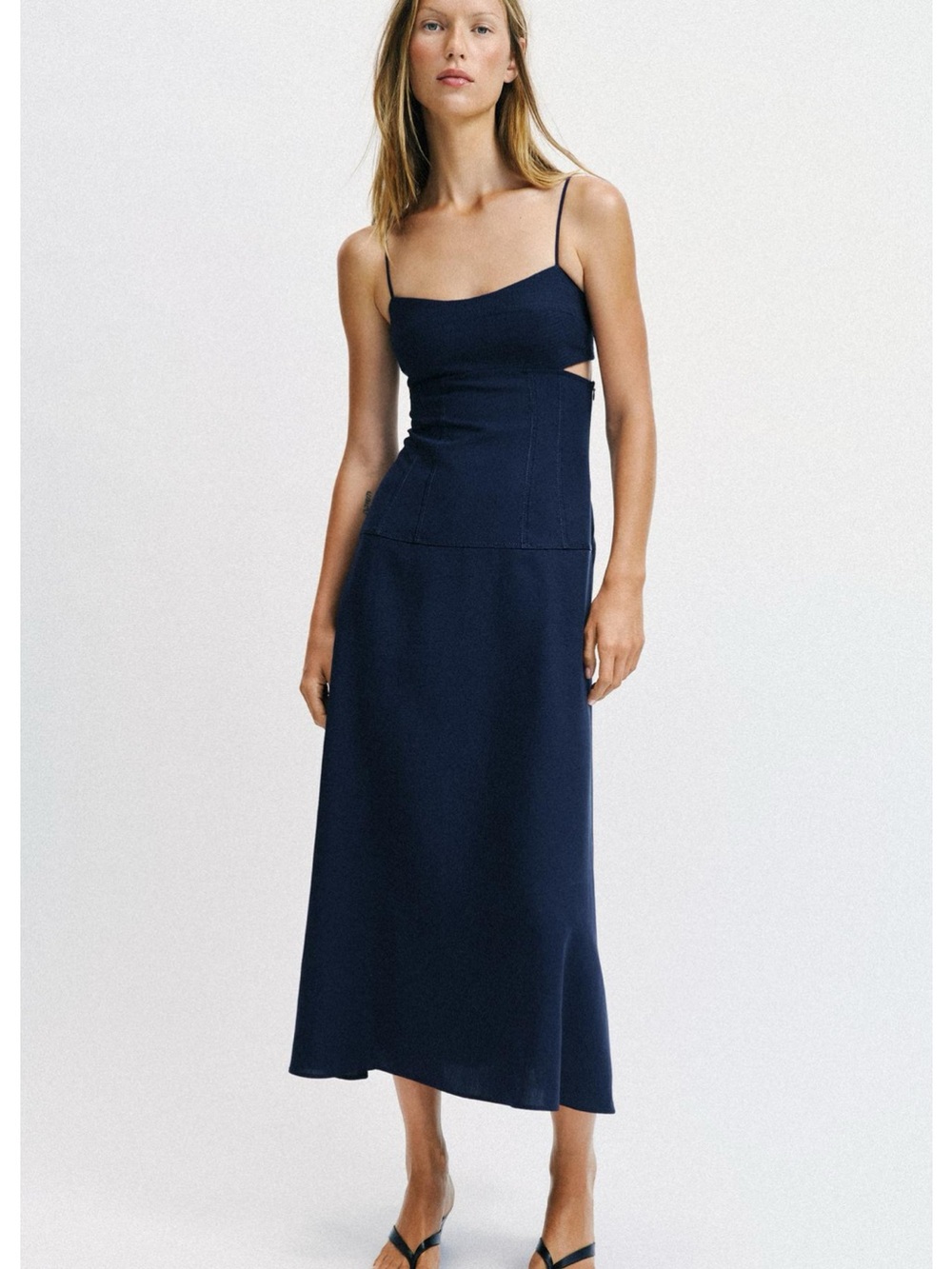 Zara Navy Cutout Strappy Midi Dress